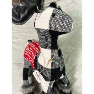Plaid Moose Reindeer Plush Festive Decor By Sleigh Hill Trading Co.